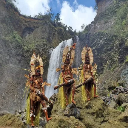 Cultural waterfall scene
